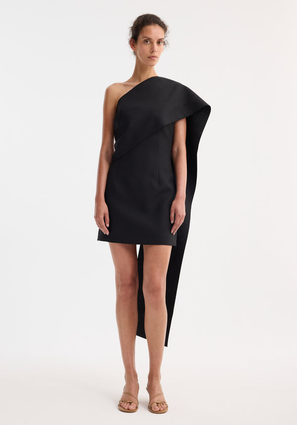 róhe short sculptural sash dress | black