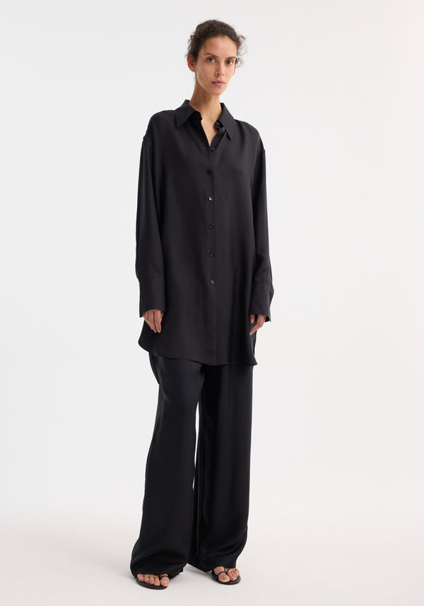 róhe signature elongated silk shirt | black