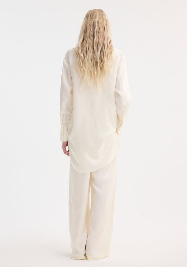 Róhe Signature Elongated Silk Shirt | Cream