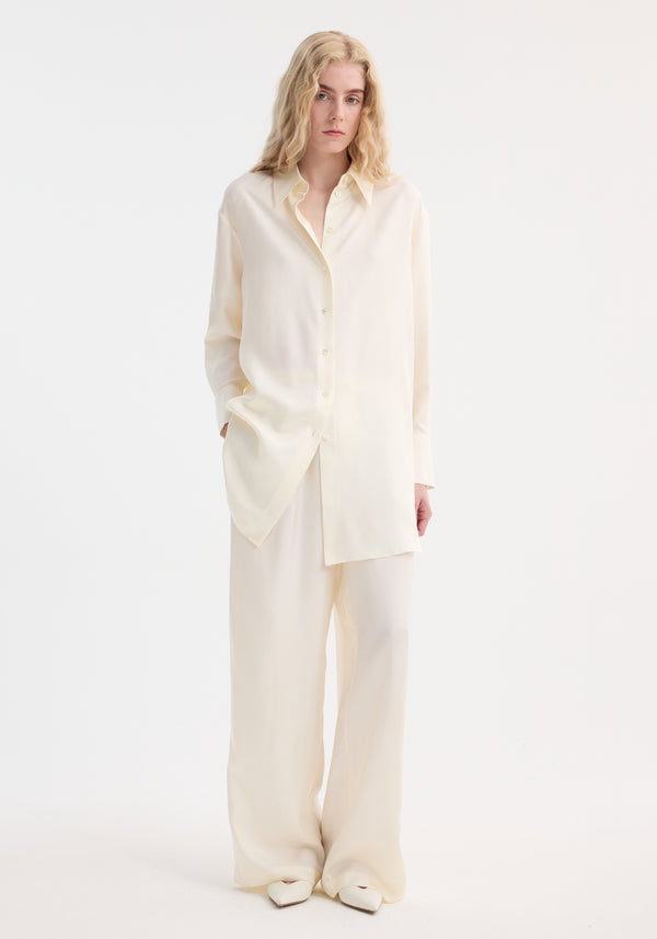 róhe signature elongated silk shirt | cream