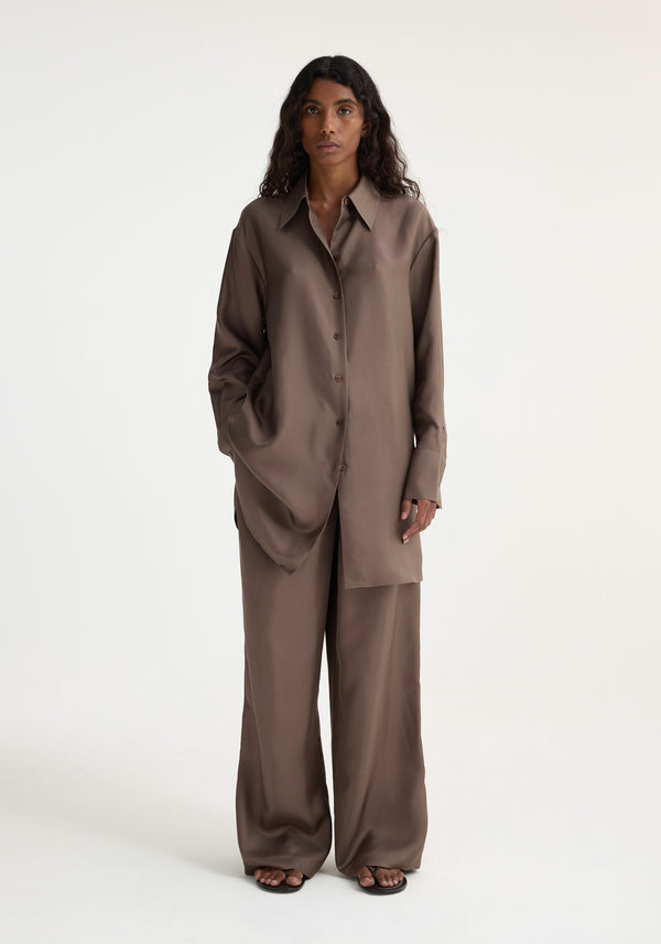 róhe signature elongated silk shirt | taupe