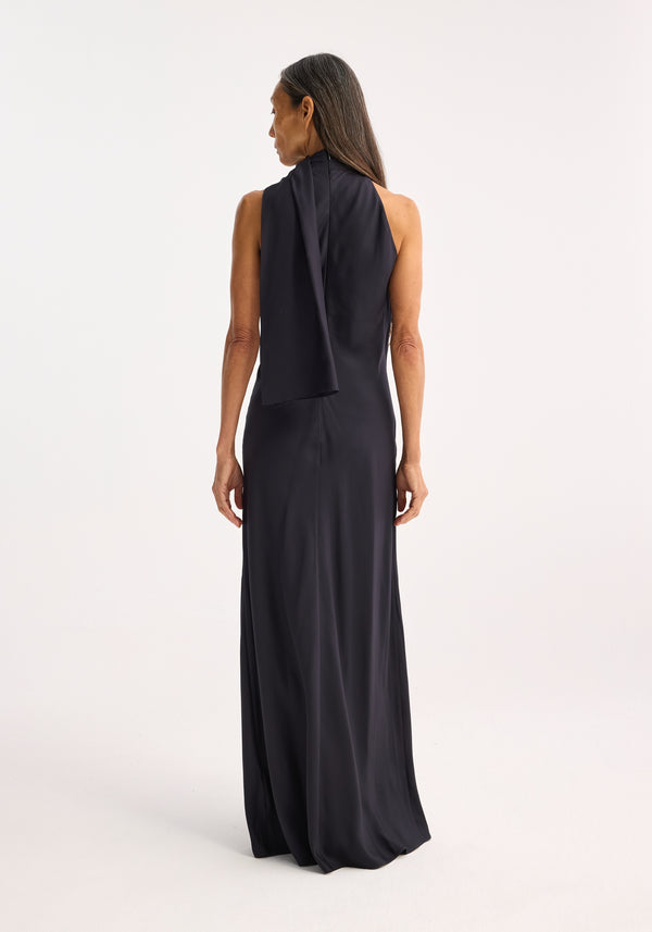 Róhe Silk Foulard Halter Dress | Navy