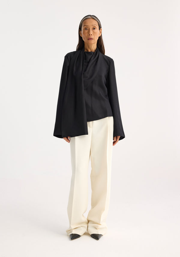 róhe silk foulard top | black