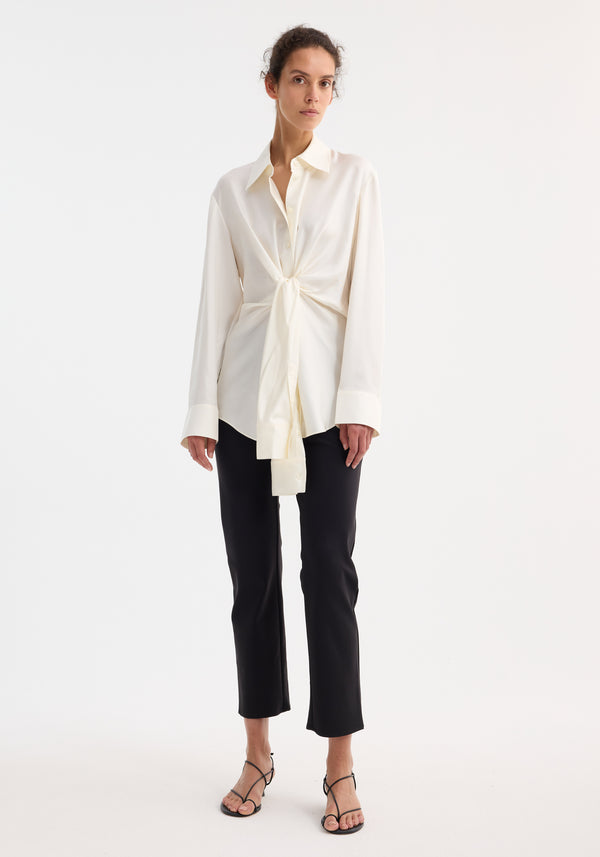 róhe silk knotted shirt | cream