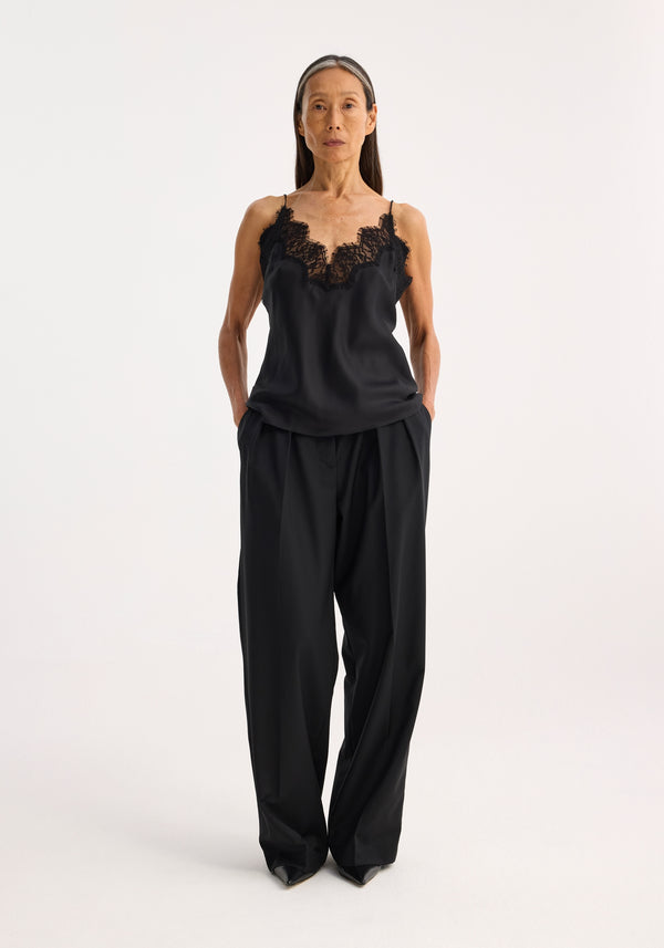 róhe silk lace camisole top | black