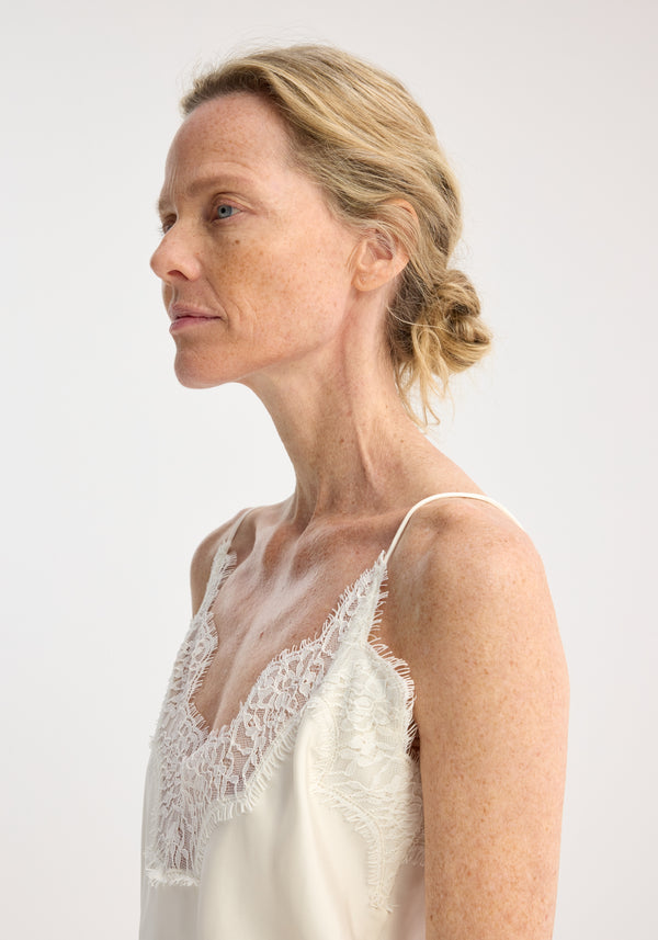 Róhe Silk Lace Camisole Top | Cream