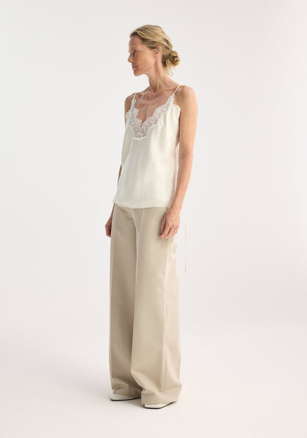 róhe silk lace camisole top | cream