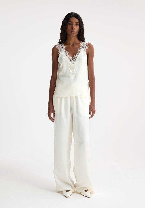róhe silk lace camisole top | cream
