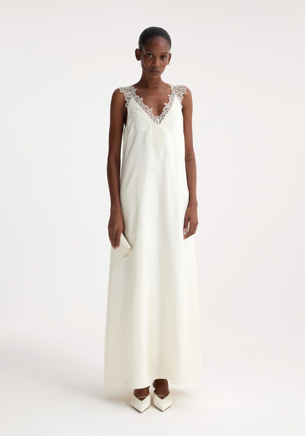róhe silk lace dress | cream