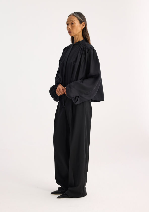 Róhe Silk Pleated Top | Black