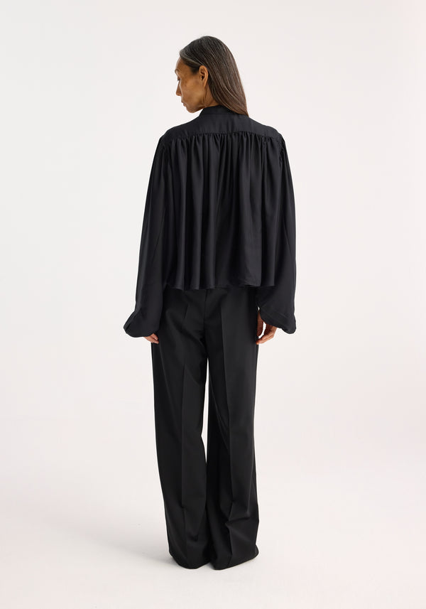 Róhe Silk Pleated Top | Black