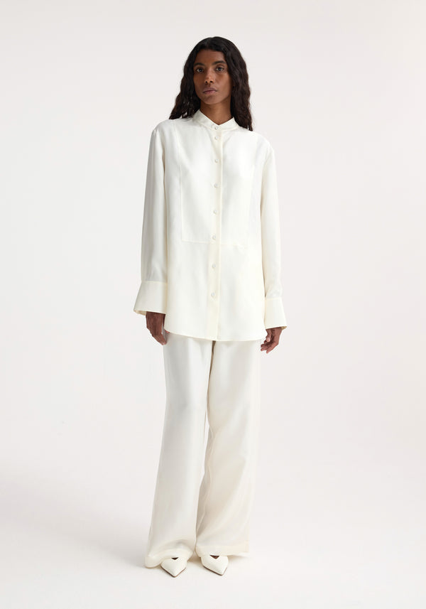 róhe silk tuxedo shirt | cream