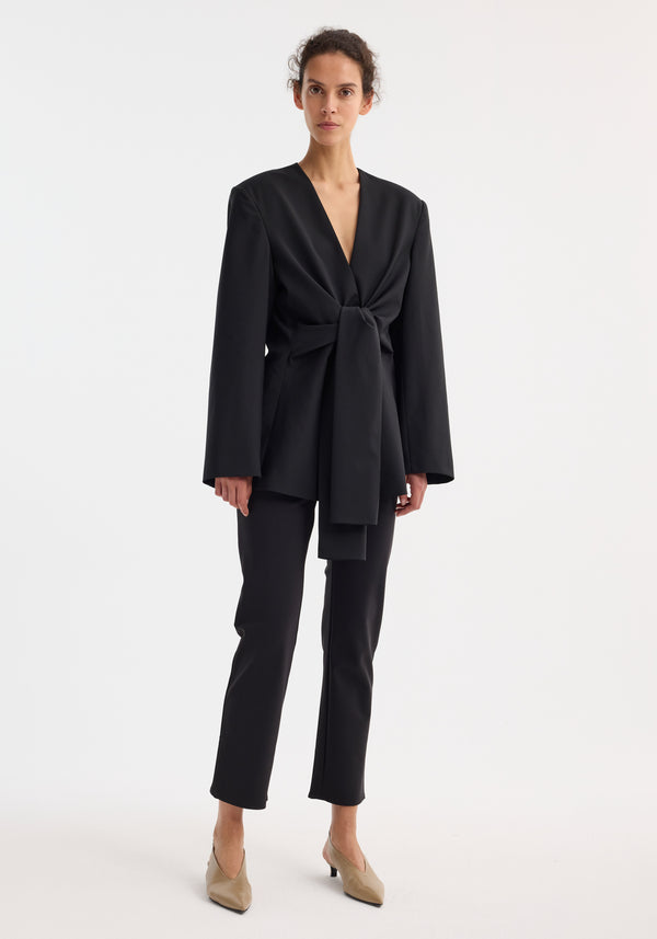 róhe sleeve-cinched blazer-top | black