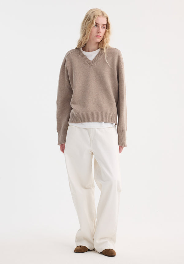 róhe sleeve wrap jumper | taupe melange