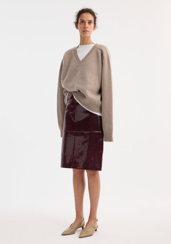 Róhe Snake Leather Skirt | Burgundy Snake