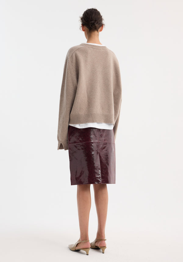 Róhe Snake Leather Skirt | Burgundy Snake