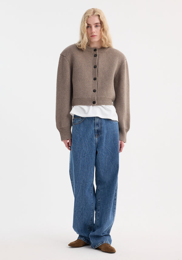 róhe statement shoulder cardigan | clay melange