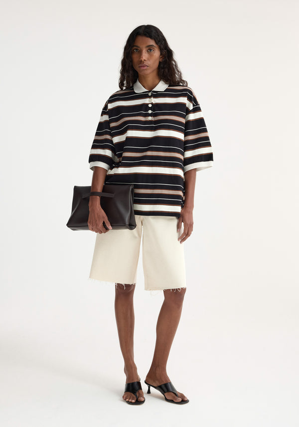 róhe striped oversized polo | block stripe
