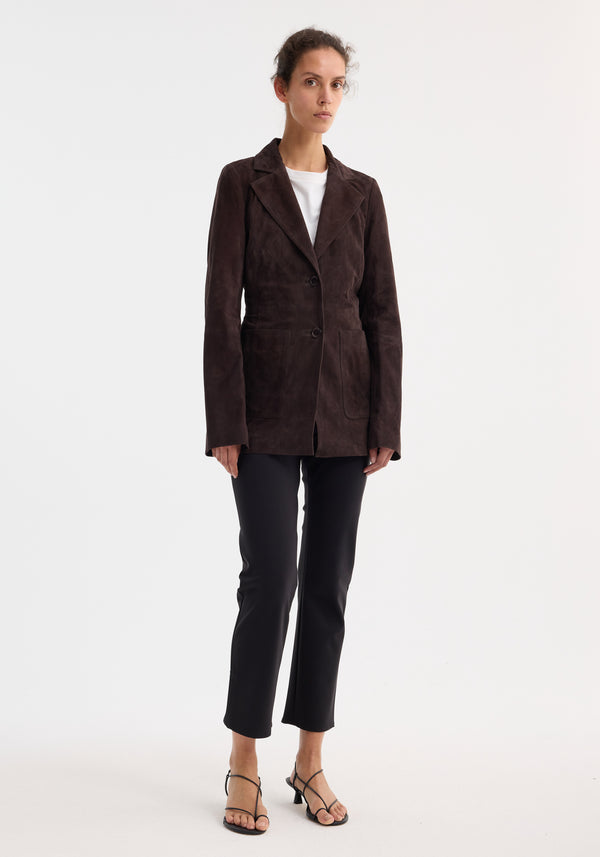 róhe suede cinched blazer | dark chocolate