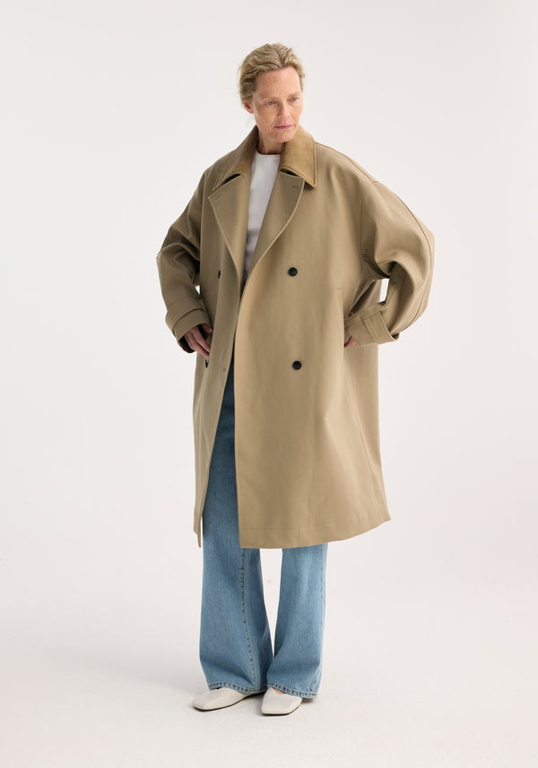 róhe suede collar garden coat | sand
