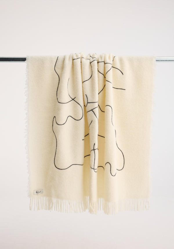róhe tulip embroidered mohair blanket | off white