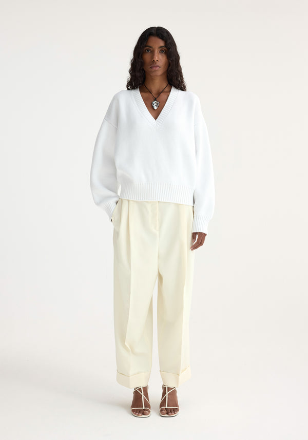 róhe v-neck knitted jumper | optic white