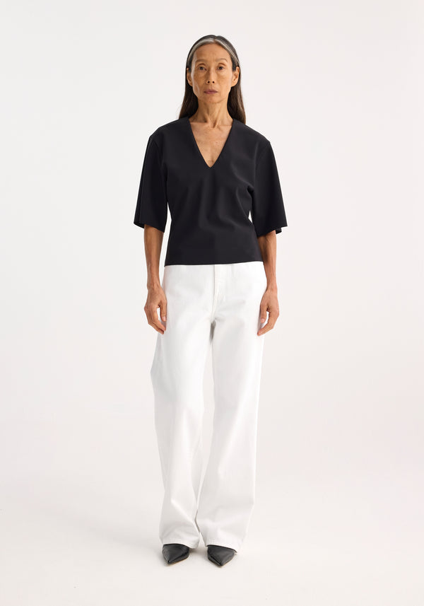 róhe v-neck scuba top | black