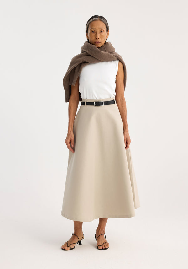 róhe voluminous a-line cotton skirt | sand