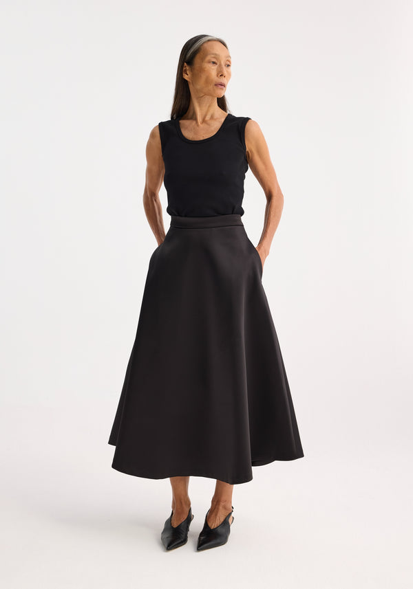 róhe voluminous a-line satin skirt | black