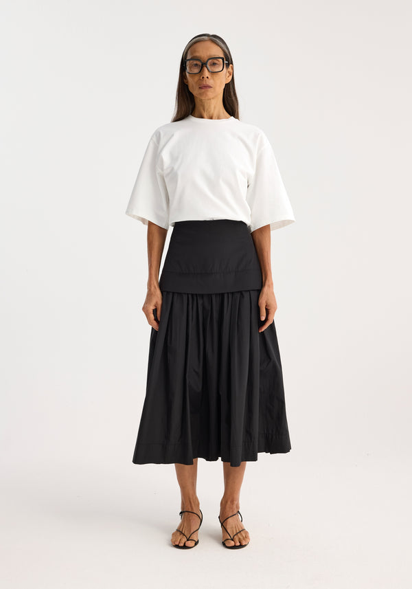 Róhe Voluminous Pleated Taffeta Skirt | Black