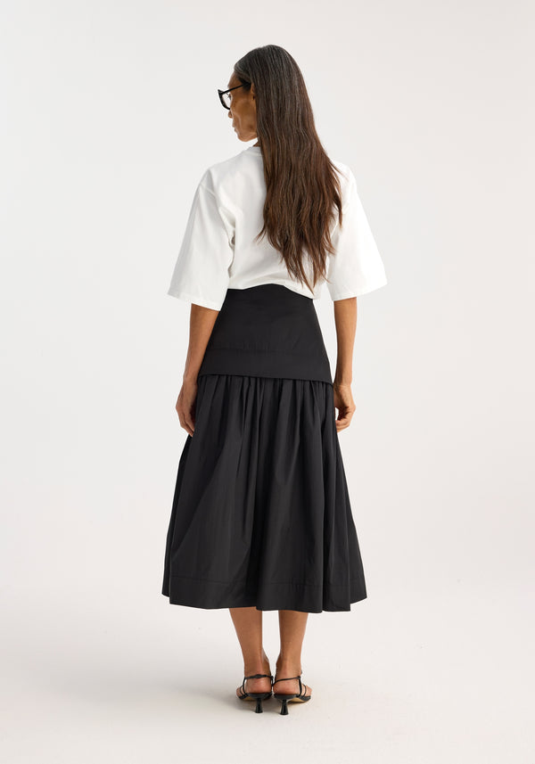 Róhe Voluminous Pleated Taffeta Skirt | Black