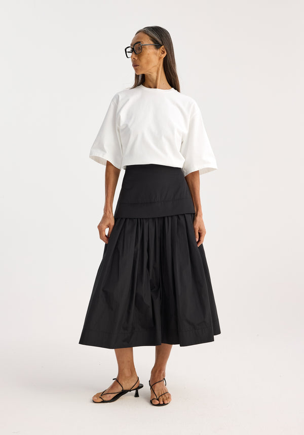 róhe voluminous pleated taffeta skirt | black