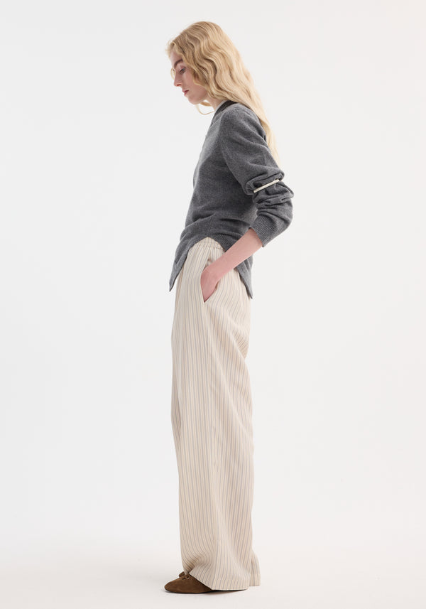 Róhe Wide Leg Silk Trousers | Classic Stripe