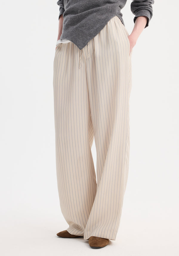 Róhe Wide Leg Silk Trousers | Classic Stripe