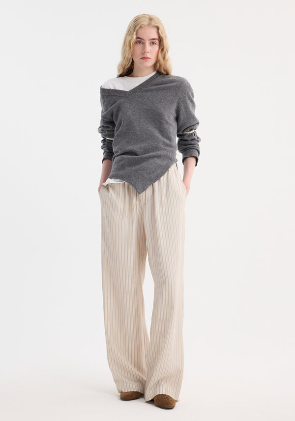 róhe wide leg silk trousers | classic stripe