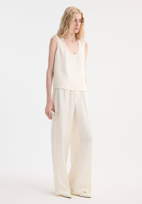 Róhe Wide Leg Silk Trousers | Cream