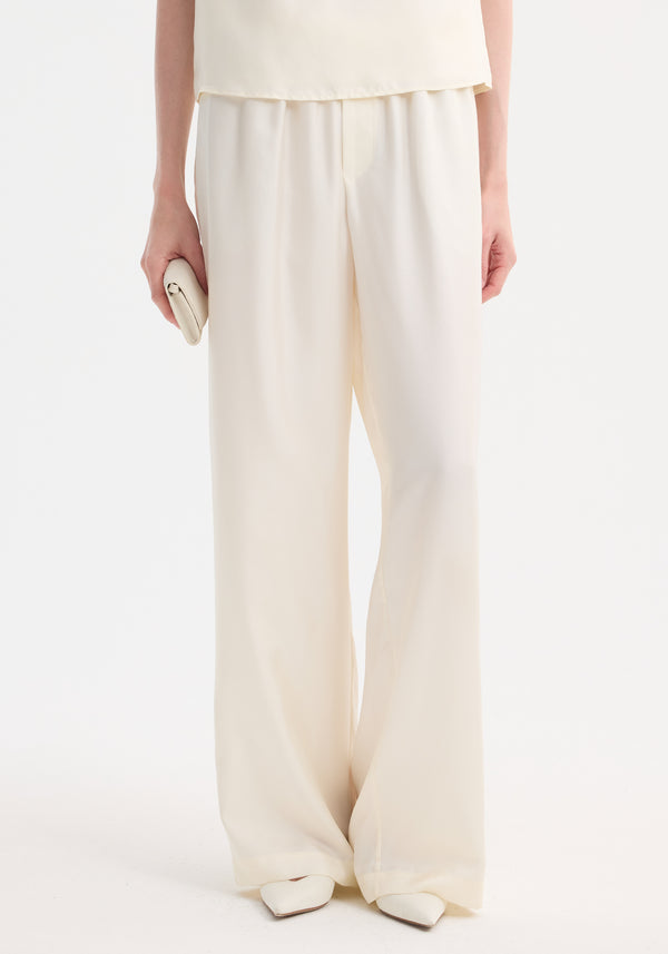 Róhe Wide Leg Silk Trousers | Cream