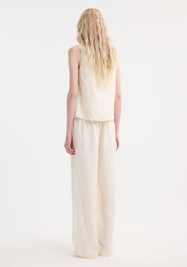 Róhe Wide Leg Silk Trousers | Cream