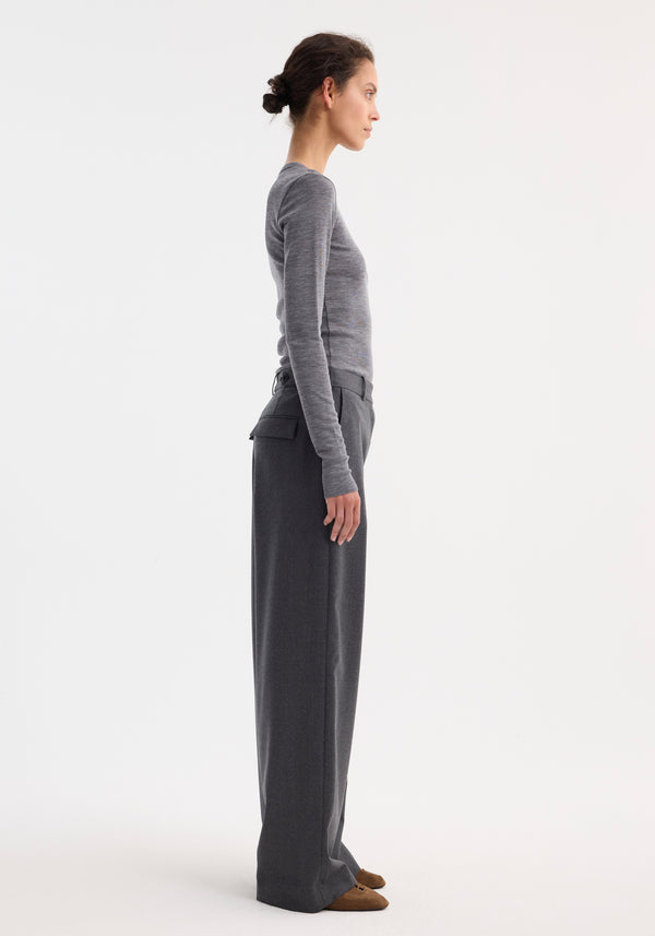 Róhe Wide Leg Trousers | Dark Grey Melange