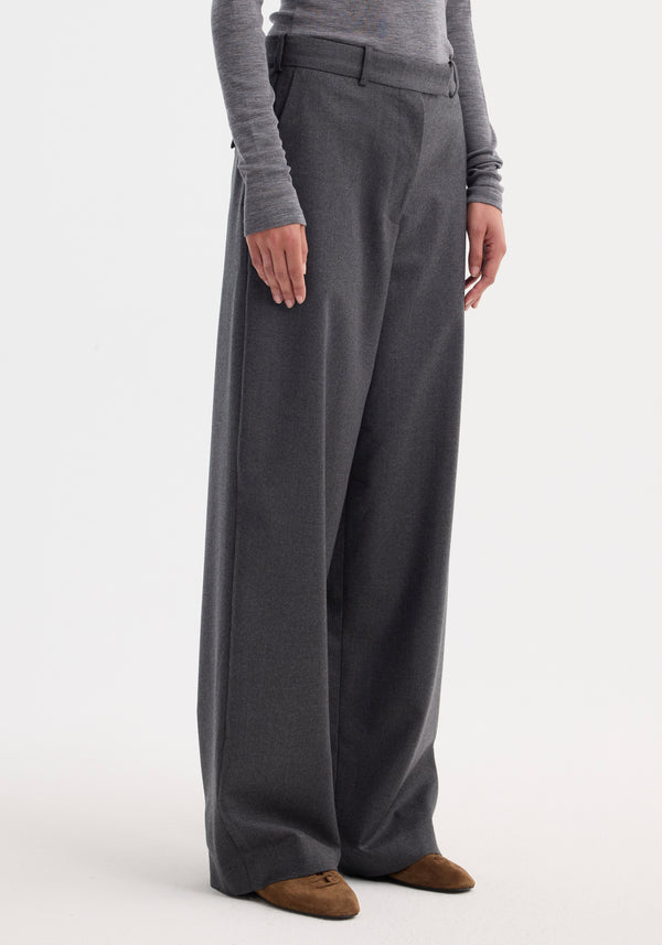 Róhe Wide Leg Trousers | Dark Grey Melange