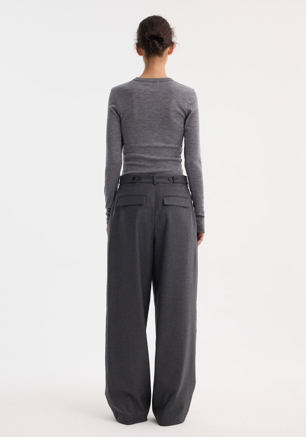 Róhe Wide Leg Trousers | Dark Grey Melange