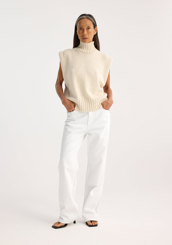 róhe wool sleeveless turtleneck | cream
