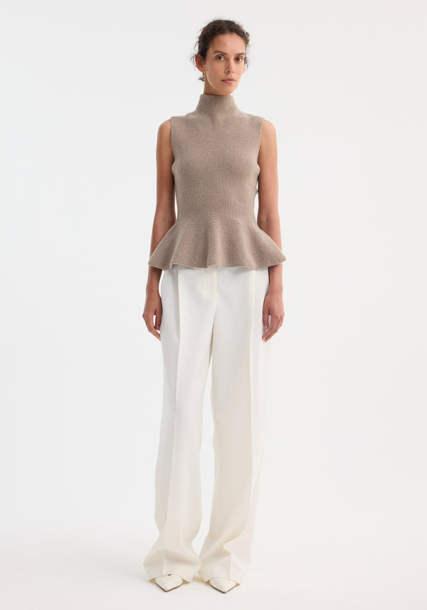 róhe sculptural sleeveless knitted top | taupe melange