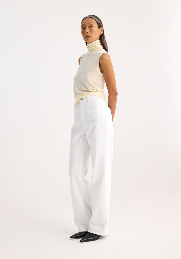 Róhe Sleeveless Light-weight Merino Wool Turtleneck | Cream