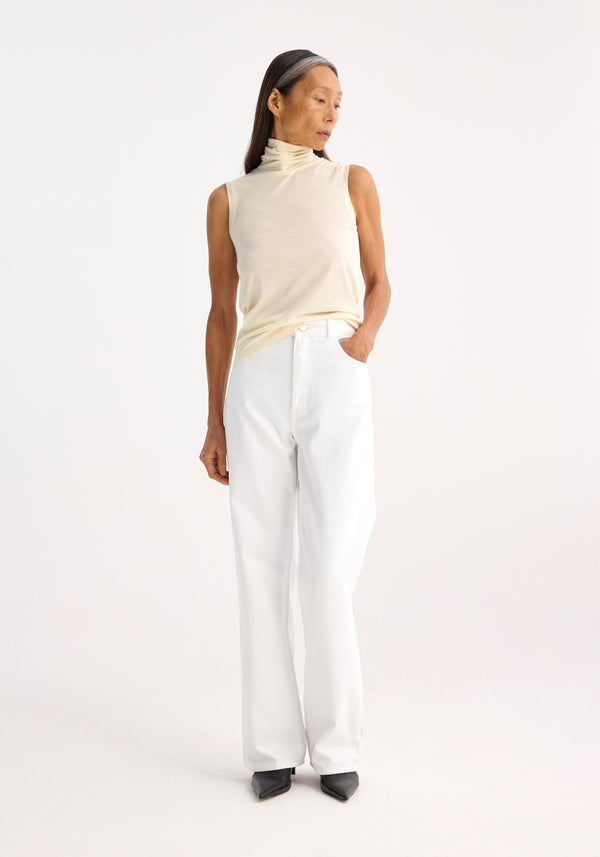 róhe sleeveless light-weight merino wool turtleneck | cream