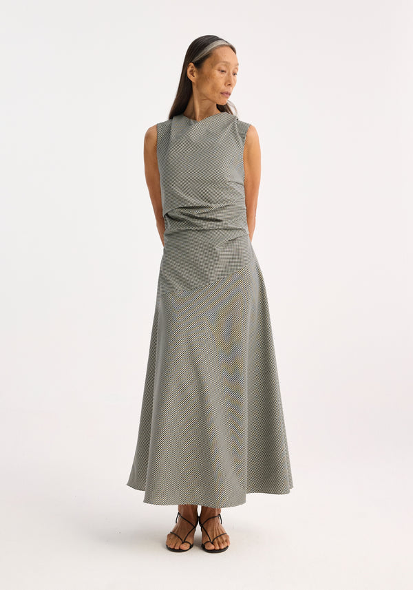 Róhe Sleeveless Twisted Mini-check Dress | Cream / Black Small Check