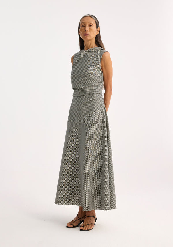 Róhe Sleeveless Twisted Mini-check Dress | Cream / Black Small Check