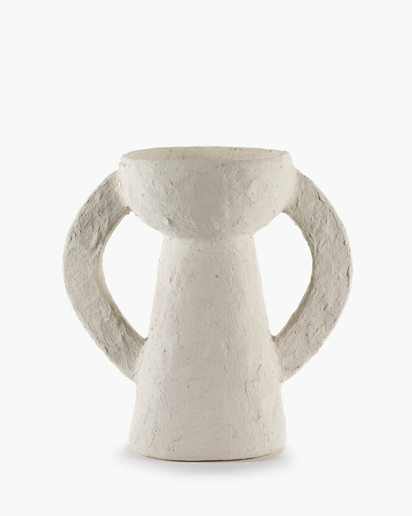 roos van de velde Vase with handles L white paper mache Earth