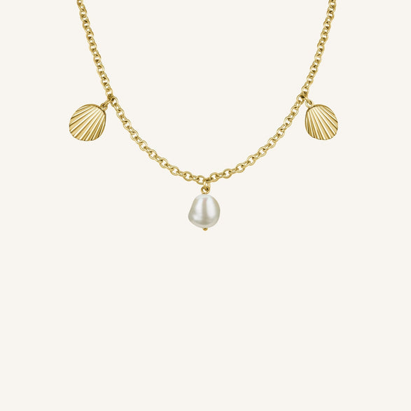 Rosefield Multi Shell And Pearl Necklace Goudkleurig