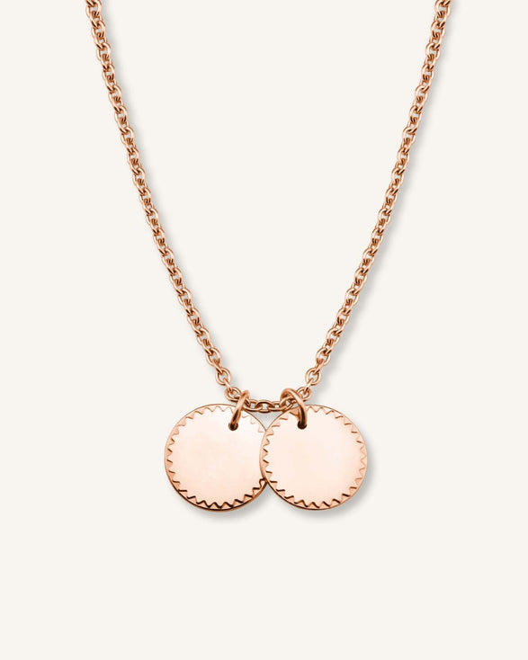 Rosefield 2 Coin Charm Necklace Rosé Goudkleurig